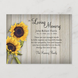 Country Sonnenblume Backboard Beileid vielen Dank Postkarte