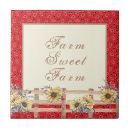Country Sonnenblumen auf Bandana Print Custom Fliese