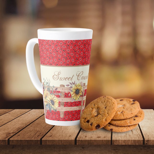 Country Sonnenblumen auf Bandana Print Custom Milchtasse (Von Creator hochgeladen)