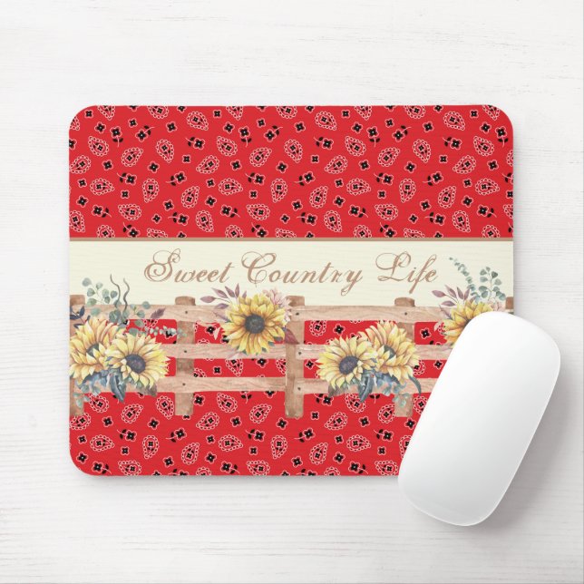 Country Sonnenblumen auf Bandana Print Custom Mousepad (Mit Mouse)