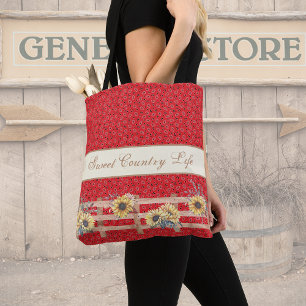Country Sonnenblumen auf Bandana Print Custom Tasche