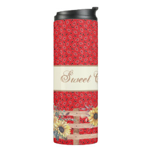 Country Sonnenblumen auf Bandana Print Custom Thermosbecher