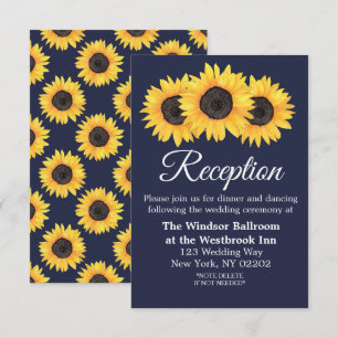 Country Sonnenblumen auf Blue Wedding Reception Ca Einladung