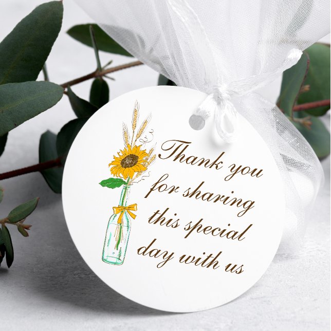 Country Sonnenblumen Fall Blumenzwiese Danke Geschenkanhänger (Von Creator hochgeladen)