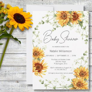 Country Sonnenblumen und Reben Babydusche Einladung