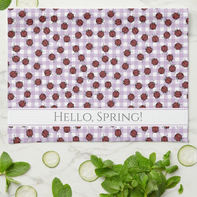 Country Spring Ladybugs Pattern Geschirrtuch (Gefaltet)
