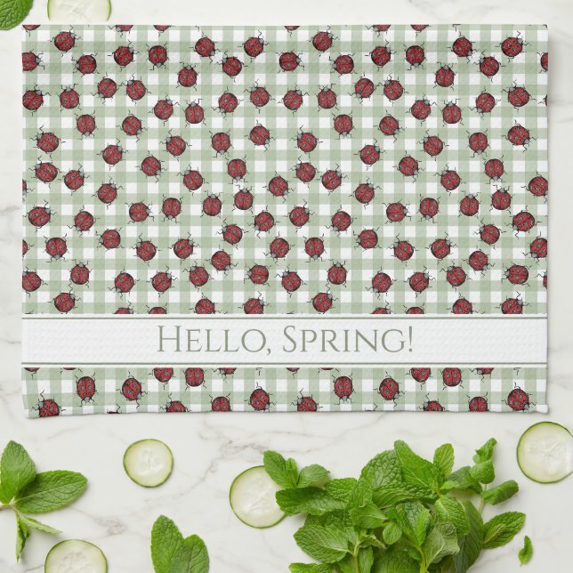 Country Spring Ladybugs Pattern Geschirrtuch (Gefaltet)