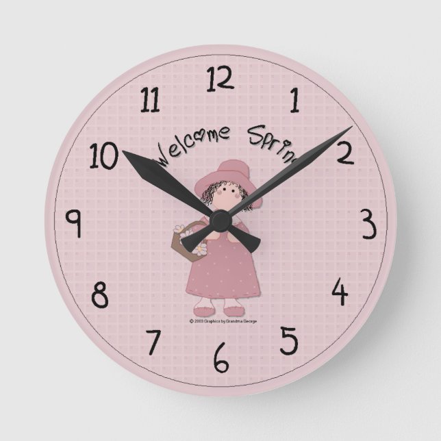 Country Spring Wall Clock Runde Wanduhr (Vorderseite)