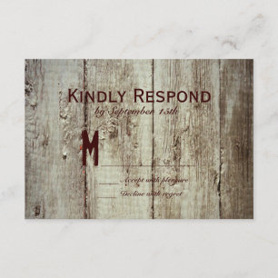 Country Stall Holz Typografy Wedding RSVP Cards Karte