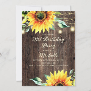 Country Stall String Lights Sonnenblume 21. Geburt Einladung