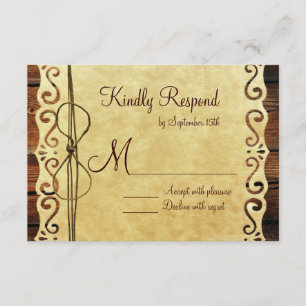 Country Stall Wood Vintag Paper Wedding RSVP Cards