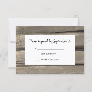 Country Stall Wood Wedding RSVP Response Card Karte