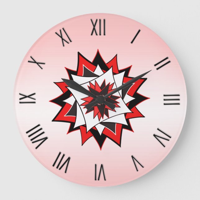 Country Star Red mit römischen Zahlen Große Wanduhr (Vorderseite)