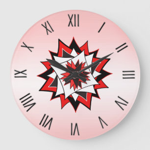 Country Star Red with Roman Numerals Große Wanduhr