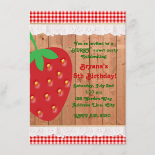 Country Strawberry En vichy Ruffles Invitation