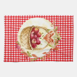 Country Style Apple Harvest mit Gingham Geschirrtuch