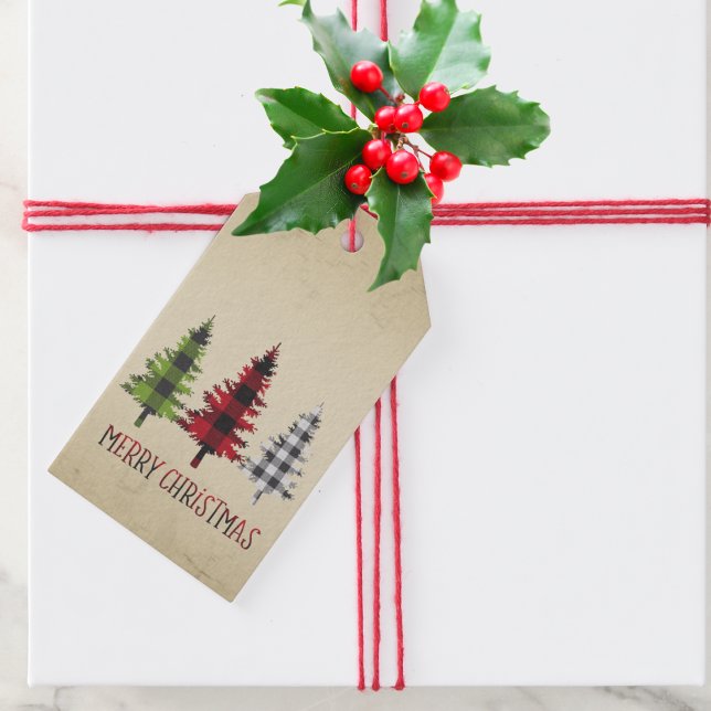 Country Style Buffalo Karierte Weihnachtsbäume Geschenkanhänger (Von Creator hochgeladen)