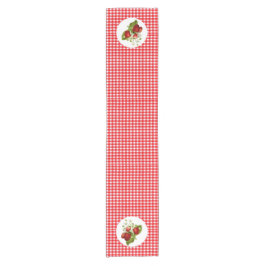 Country Style Erdbeeren mit Red Gingham Kurzer Tischläufer