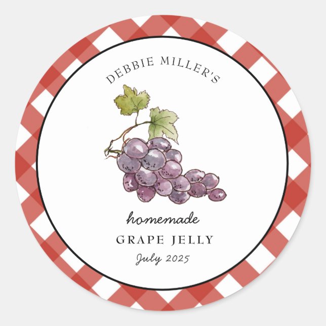 Country style Grape Jelly Canning jar label  Runder Aufkleber (Vorderseite)