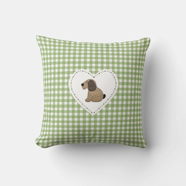 Country Style Green Gingham Patchwork Dog Kissen (Vorderseite)