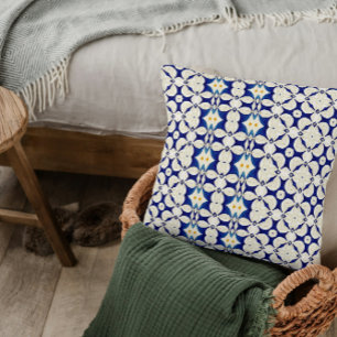 Country Style Kissen in Creme und Blau