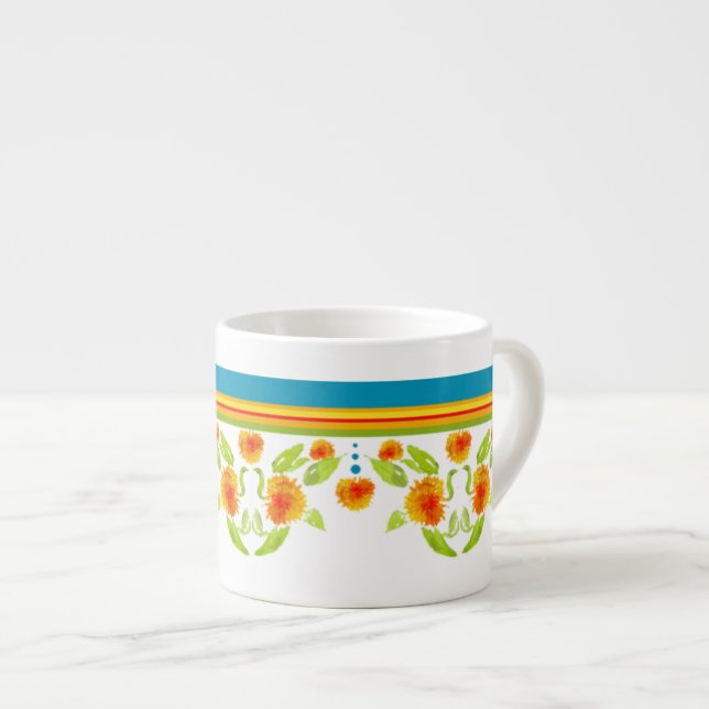 Country Style Marigolds Border Espresso Tasse (Vorderseite Rechts)