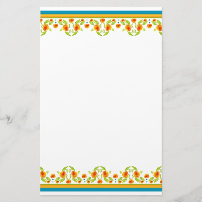 Country Style Marigolds Border Stationery Briefpapier (Vorderseite)