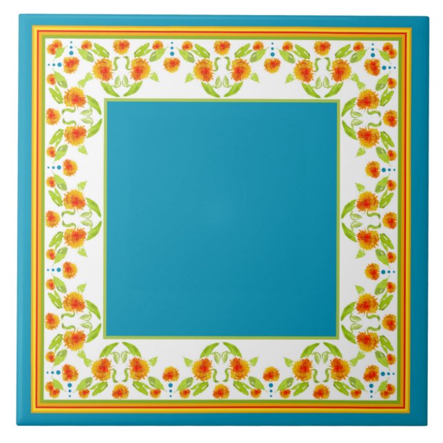 Country Style Marigolds Keramik Tile Fliese (Vorderseite)