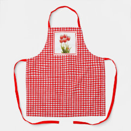 Country Style Red Gingham mit Red Tulips Schürze