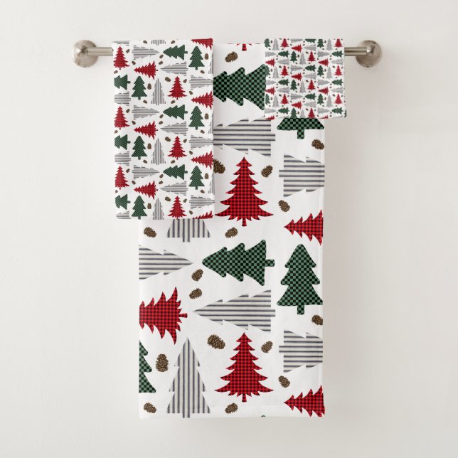 Country Style Weihnachtsbaumen Duschvorhang Badhandtuch Set (Insitu)