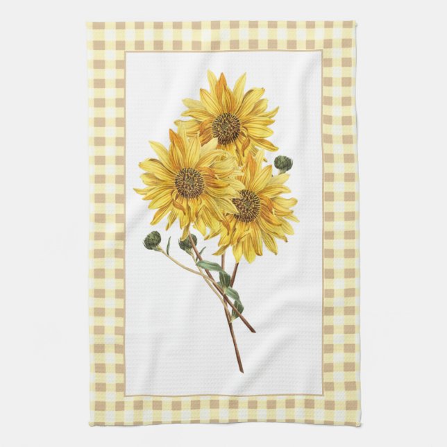 Country Style Yellow Cheick Sonnenblume Geschirrtuch (Vertikal)