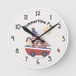 Country Summertime Fun Wall Clock Runde Wanduhr