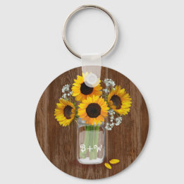 Country Sunblumen in Mason Jar Schlüsselanhänger