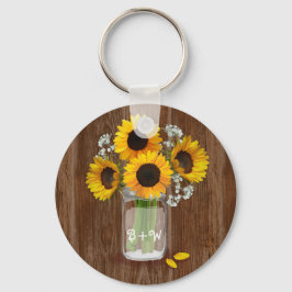 Country Sunblumen in Mason Jar Schlüsselanhänger