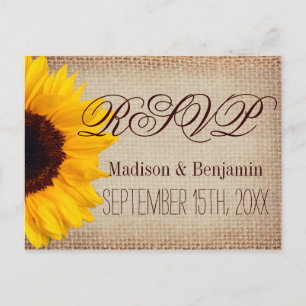 Country Sunblumen Rustic Burlap UAWG POSTCARDS Einladungspostkarte