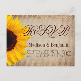 Country Sunblumen Rustic Burlap UAWG POSTCARDS Einladungspostkarte