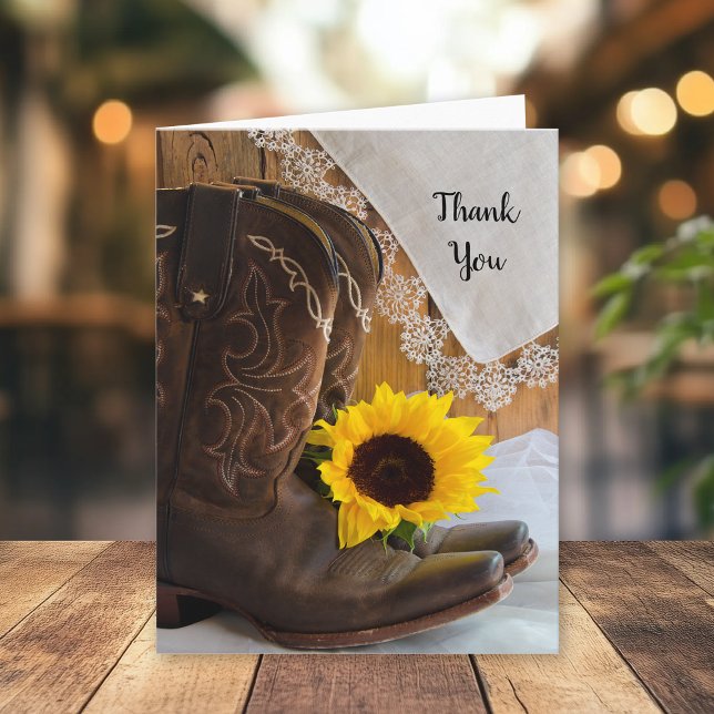 Country Sunflower and Lace Barn Wedding Vielen Dan Dankeskarte (Von Creator hochgeladen)