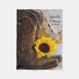 Country Sunflower and Lace Western Hochzeit Fleecedecke