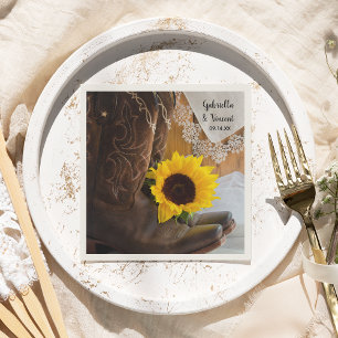 Country Sunflower and Lace Western Hochzeit Serviette