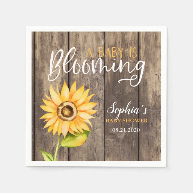 Country Sunflower Baby Dusche Serviette (Vorderseite)