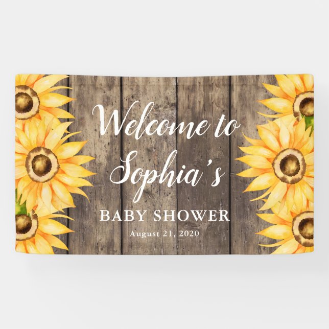Country Sunflower Baby Dusche Willkommen Banner (Horizontal)