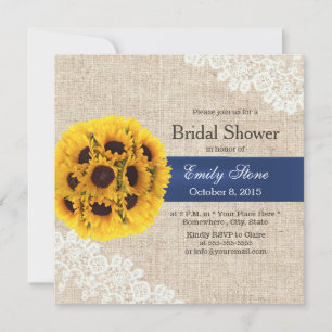 Country Sunflower Balls Lace Burlap Brautparty Einladung