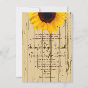 Country Sunflower Barn Invitations de mariage rust