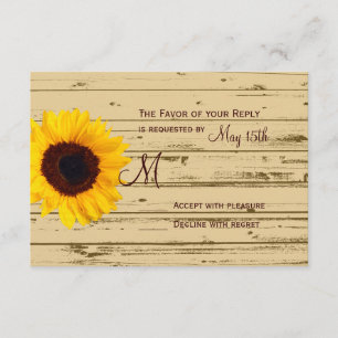 Country Sunflower Barn Rustic Wedding RSVP Cards Karte