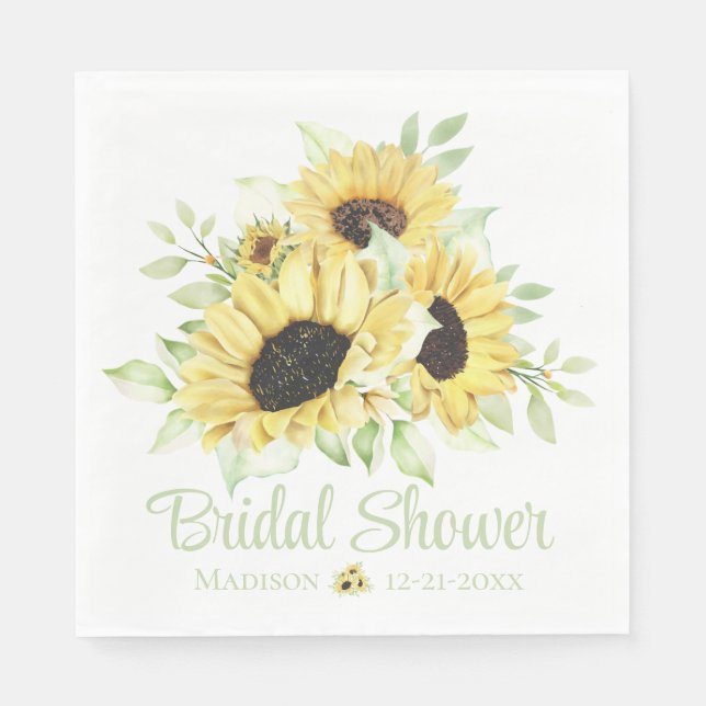 Country Sunflower Brautparty Serviette (Vorderseite)