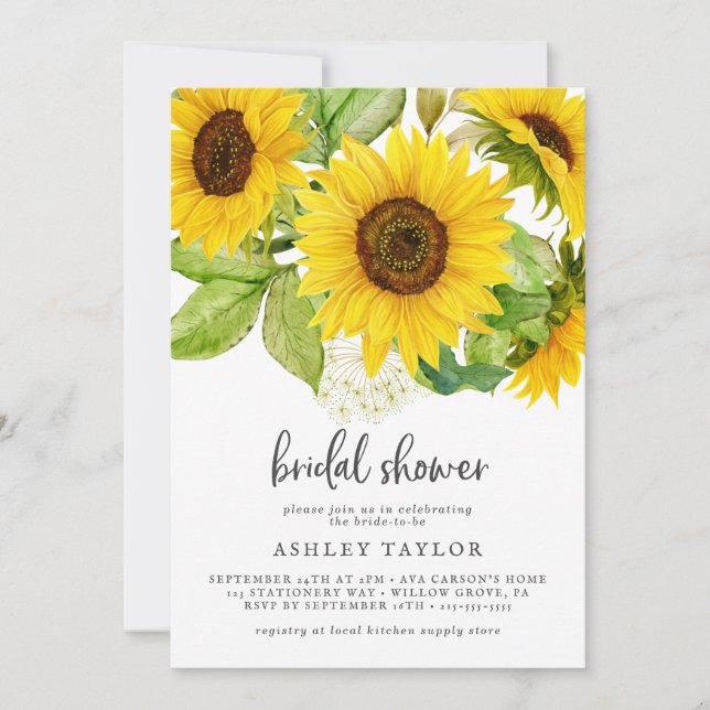Country Sunflower Bridal Dusche Einladung (Vorderseite)
