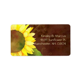Country Sunflower Brown Wedge Address Adressaufkleber