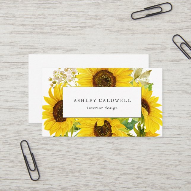 Country Sunflower Business Card Visitenkarte (Vorderseite/Rückseite Beispiel)