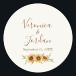 Country Sunflower Custom Wedding Stickers<br><div class="desc">Country Sunflower Custom Wedding Stickers diese Aufkleber koordinieren mit unserer Country Sunflower Wedding Collection. Weitere Dankeschön-Designs finden Sie auf Metro-Event.com und MetroEvents auf Zazzle.</div>