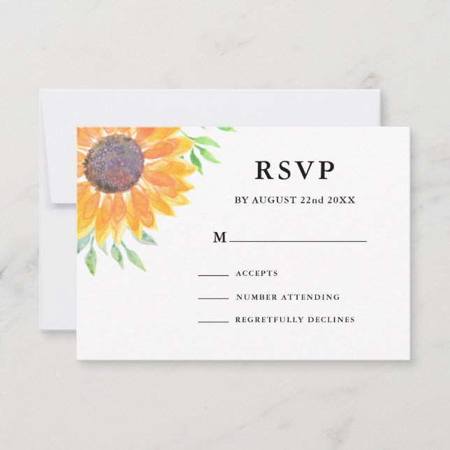 Country Sunflower Foliage Wedding RSVP (Vorderseite)